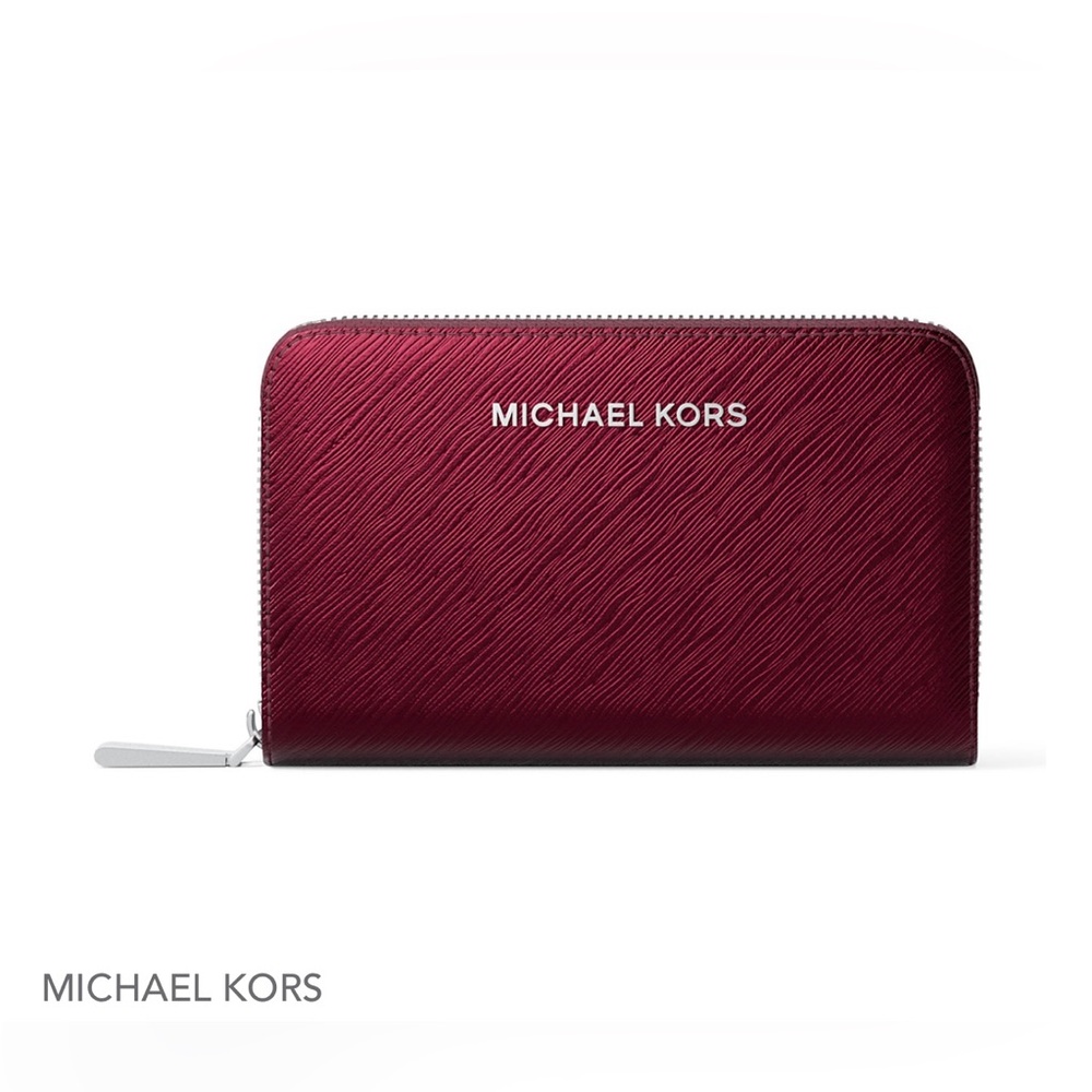 Michael Kors Deep Red Zip Wallet - Picture 2 of 7